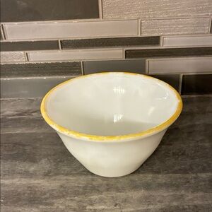 Vintage Mc Kee White Bowl with Yellow Rim